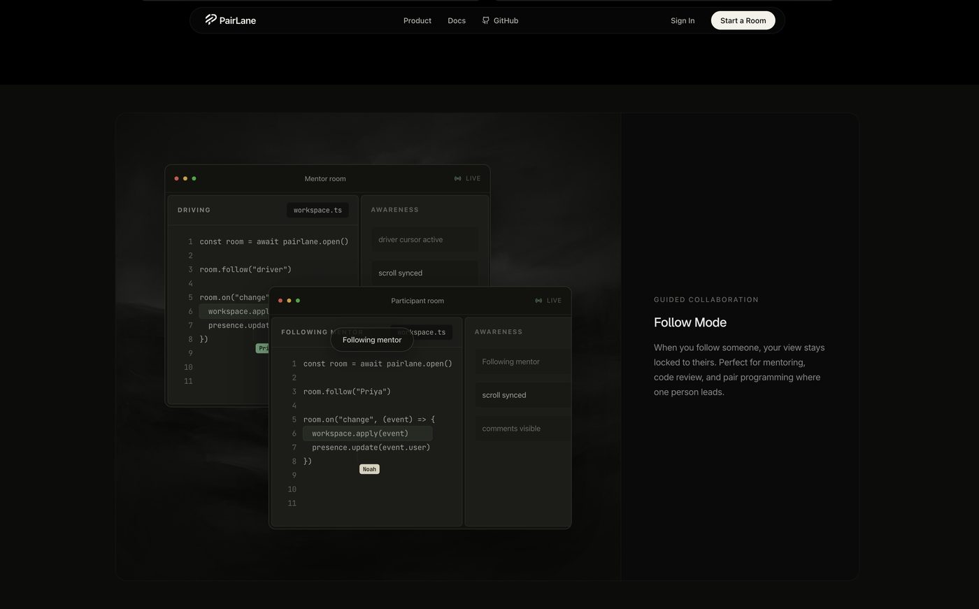 PairLane realtime call screen