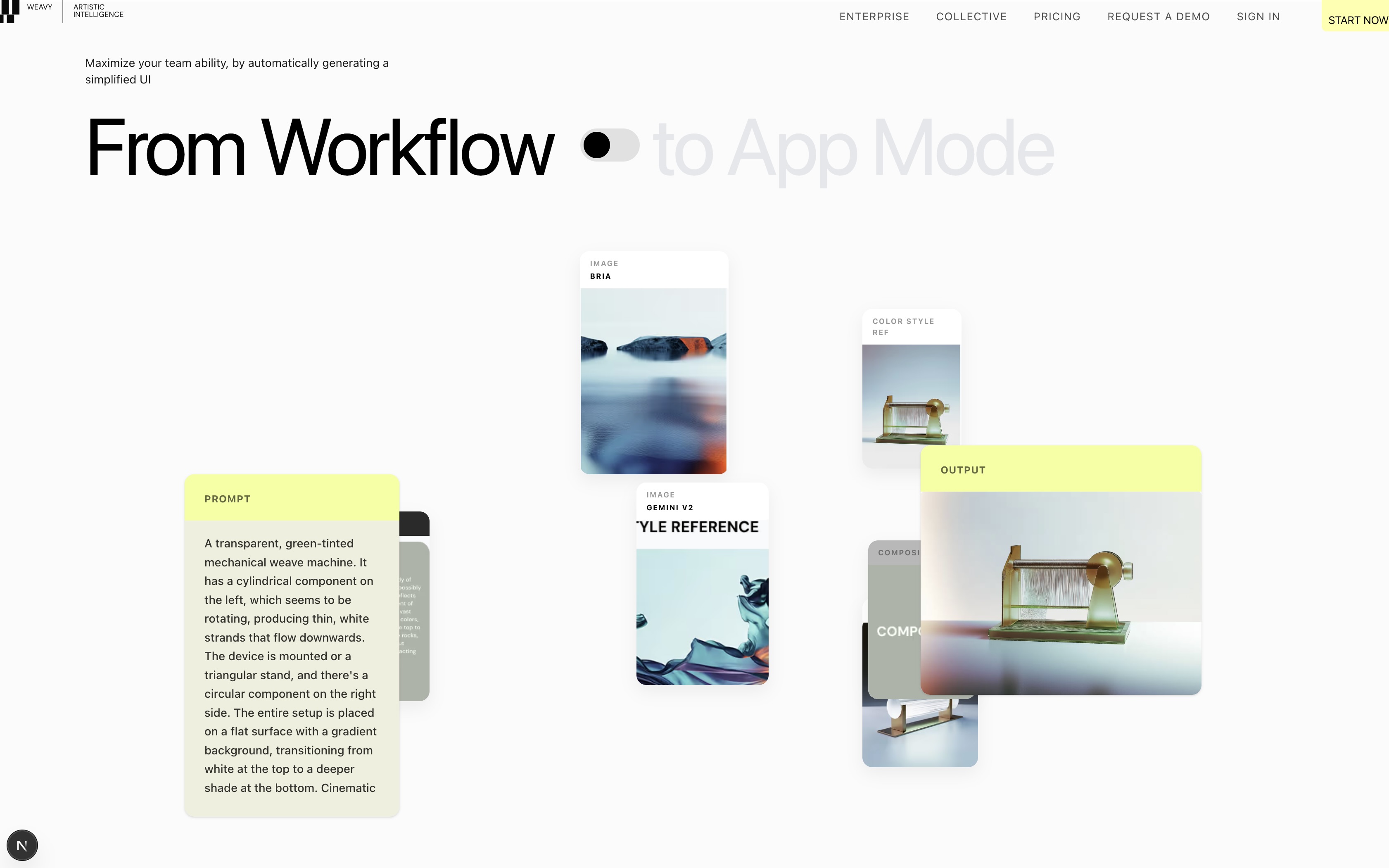 Weaave workflow canvas with AI nodes